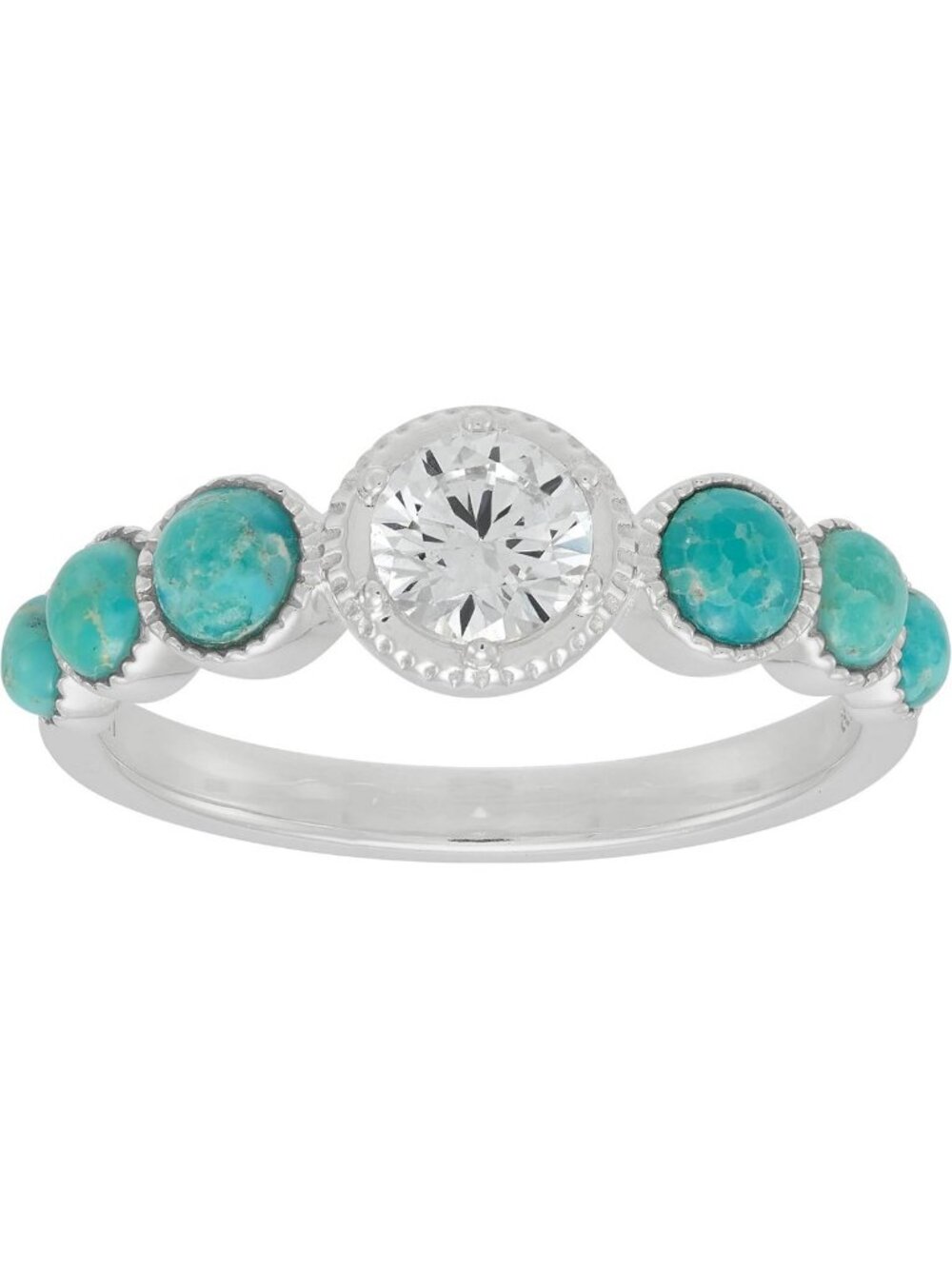 Stunning Sterling Silver Turquoise & White CZ Ring - Adjustable, Boho Chic Style
